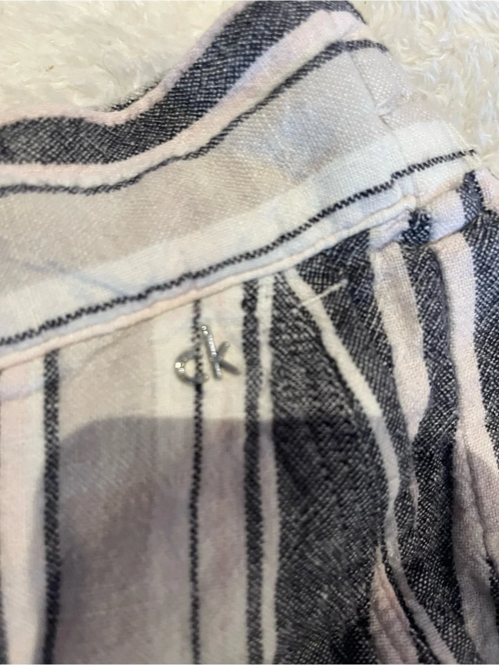 Calvin Klein Black & White Striped Drawstring Athletic Shorts